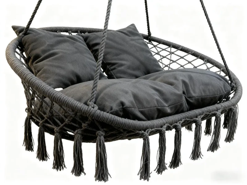 Fotel wiszący bocianie gniazdo dwuosobowy szary HC2502-GR do ogrodu i domu