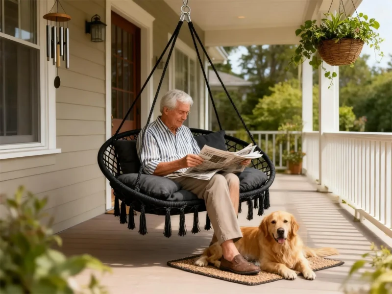 Fotel wiszący bocianie gniazdo dwuosobowy szary HC2502-GR do ogrodu i domu