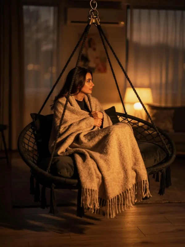 Fotel wiszący bocianie gniazdo dwuosobowy szary HC2502-GR do ogrodu i domu