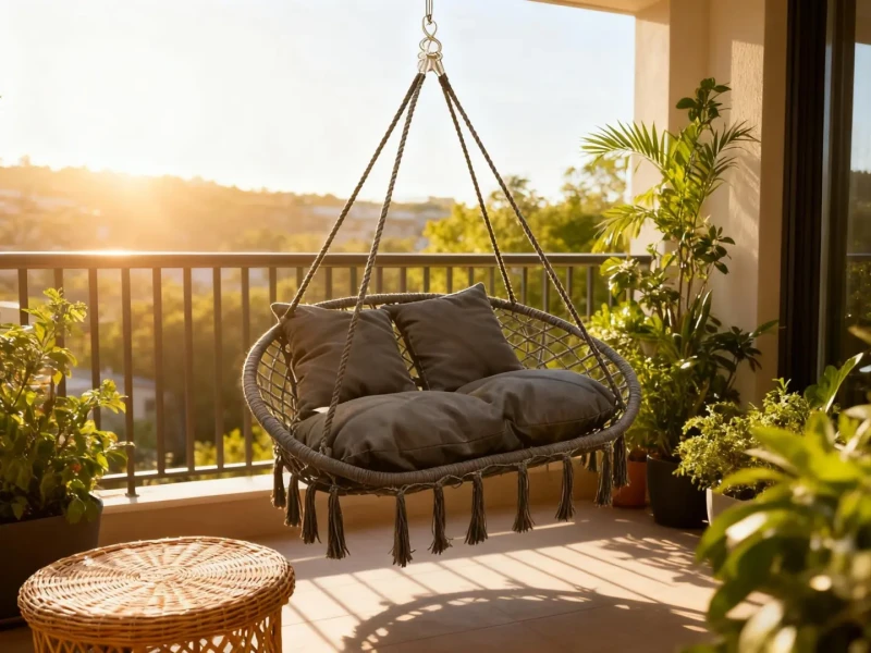 Fotel wiszący bocianie gniazdo dwuosobowy szary HC2502-GR do ogrodu i domu