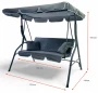 Huśtawka ogrodowa 3-osobowa metalowa zielona z daszkiem MTG 4003A
