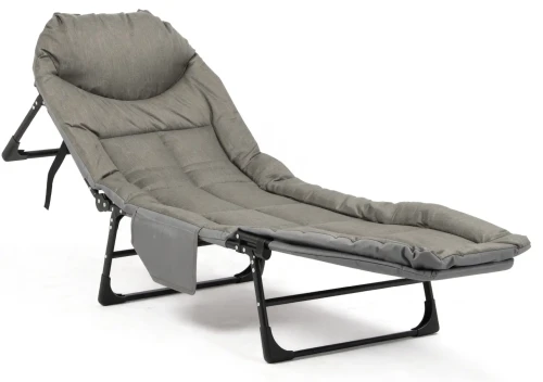 Leżak łóżko turystyczne składane CT-02L 200x70 cm szare z materacem
