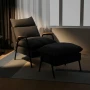 Fotel wypoczynkowy z podnóżkiem LGFS01-BG czarno-szary, regulowany fotel relaksacyjny w stylu loft