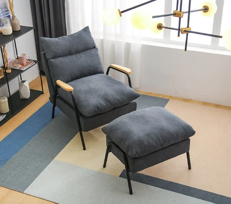 Fotel wypoczynkowy z podnóżkiem LGFS01-BG czarno-szary, regulowany fotel relaksacyjny w stylu loft