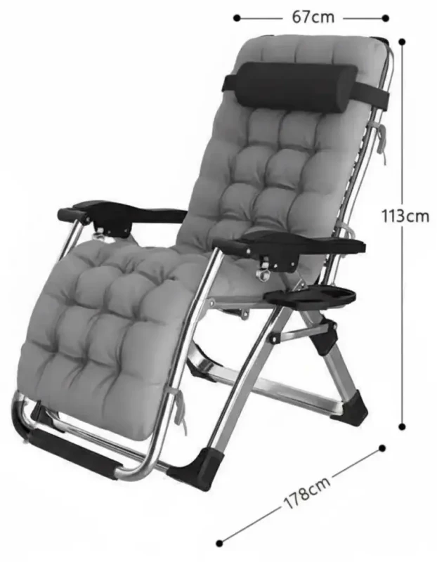 Leżak ogrodowy rozkładany TDC01-BK z poduszką i podgłówkiem