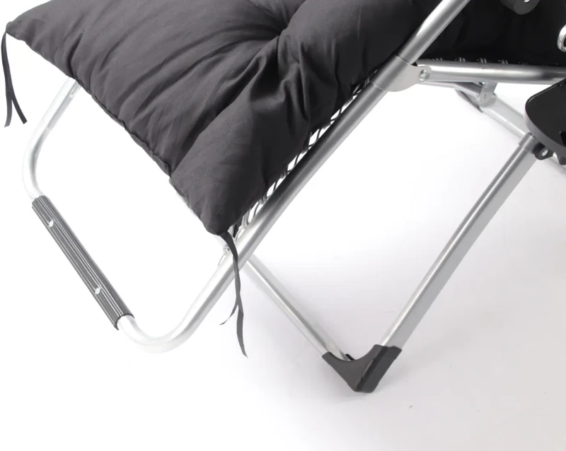 Leżak ogrodowy rozkładany TDC01-BK czarny z poduszką i podgłówkiem
