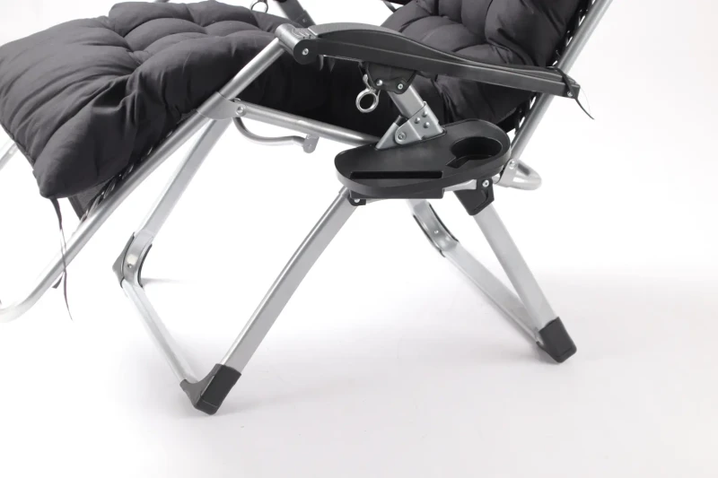 Leżak ogrodowy rozkładany TDC01-BK czarny z poduszką i podgłówkiem