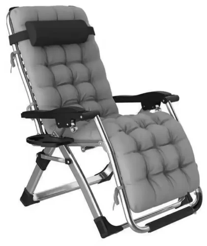 Leżak ogrodowy rozkładany TDC01-GR szary z poduszką i podgłówkiem