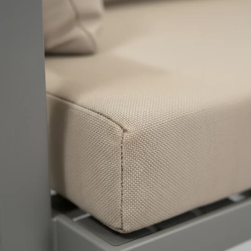 Zestaw mebli ogrodowych narożnik ze stołem z regulacją wysokości i 3 pufami brązowy