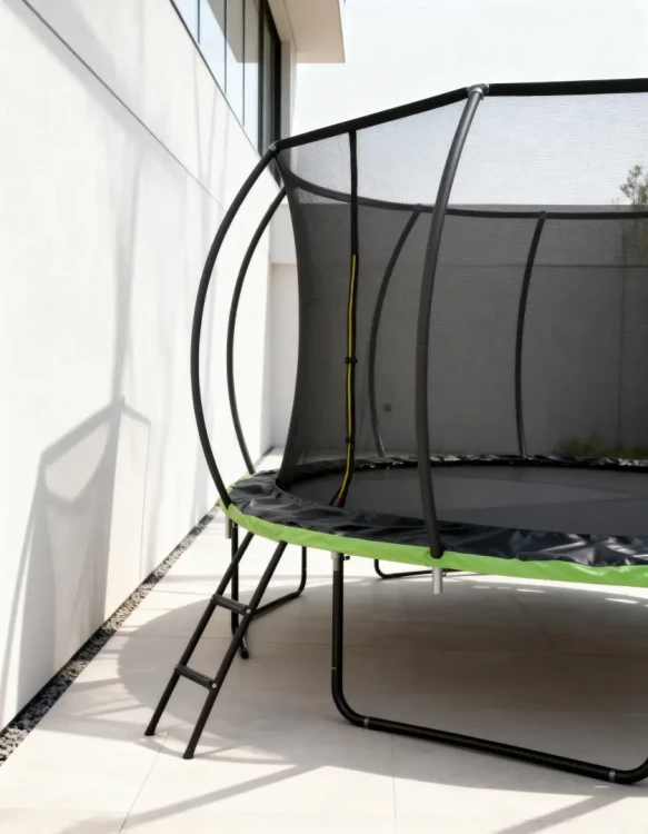 Trampolina ogrodowa 305 cm z siatką wewnętrzną i drabinką czarno-zielona
