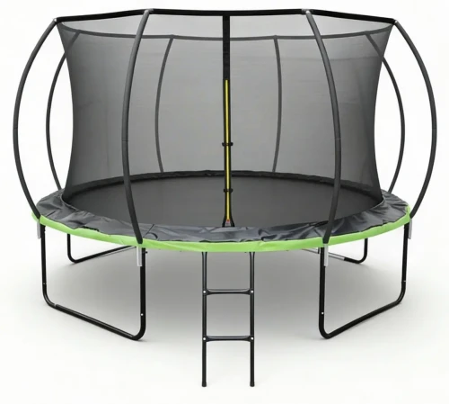 Trampolina ogrodowa 305 cm z siatką wewnętrzną i drabinką czarno-zielona