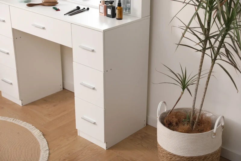 Toaletka z lustrem DT10 LED 7 szuflad biała