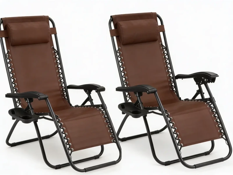 Zestaw 2 leżaków ogrodowych TDC-2502 rozkładanych stalowych brązowych z uchwytem i torbą
