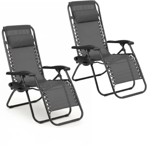 Zestaw 2 leżaków ogrodowych TDC-2502 szary regulowane z uchwytem i torbą