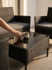 Komplet mebli ogrodowych kawowy SFS010-BK 4-osobowy z technorattanu na taras i balkon czarny