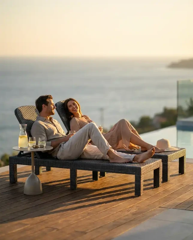 Leżak ogrodowy składany w walizkę szary 187x60x30 cm