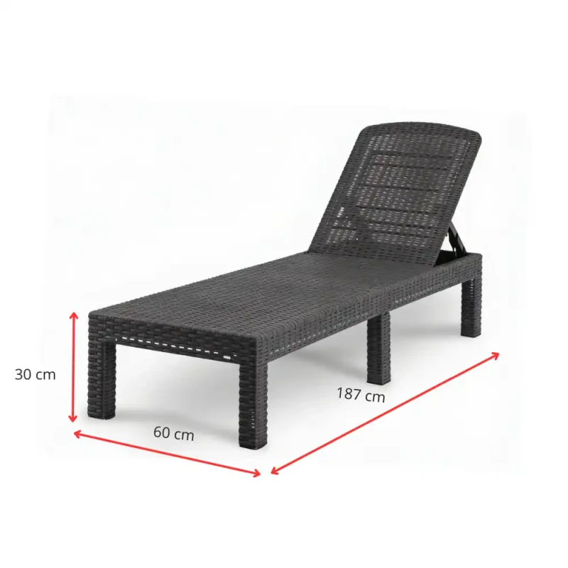 Leżak ogrodowy składany w walizkę szary 187x60x30 cm