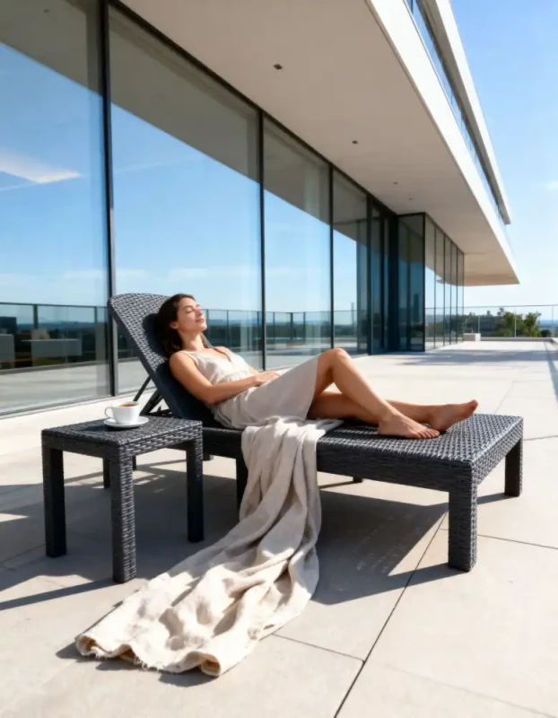 Leżak ogrodowy składany w walizkę szary 187x60x30 cm