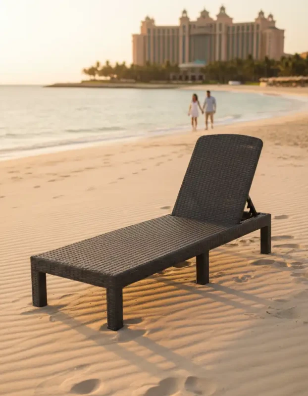 Leżak ogrodowy składany w walizkę szary 187x60x30 cm