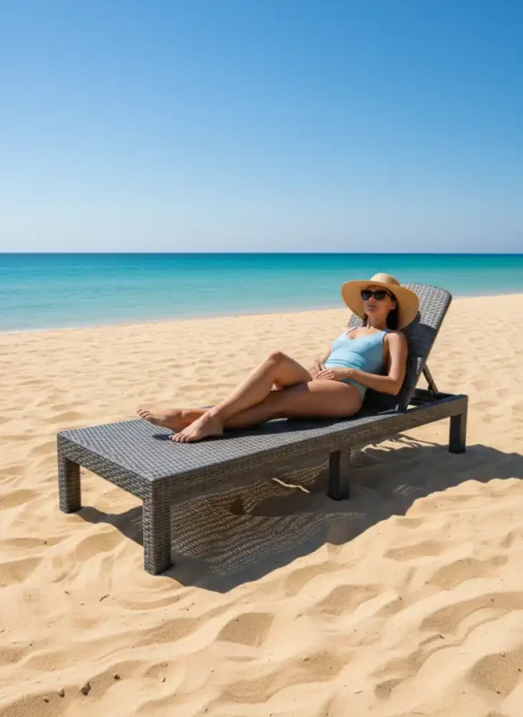 Leżak ogrodowy składany w walizkę szary 187x60x30 cm