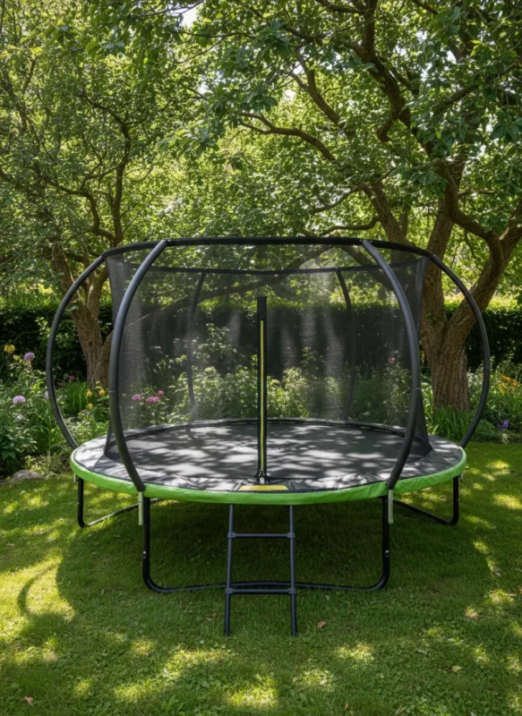 Trampolina ogrodowa 244 cm z siatką wewnętrzną i drabinką czarno-zielona