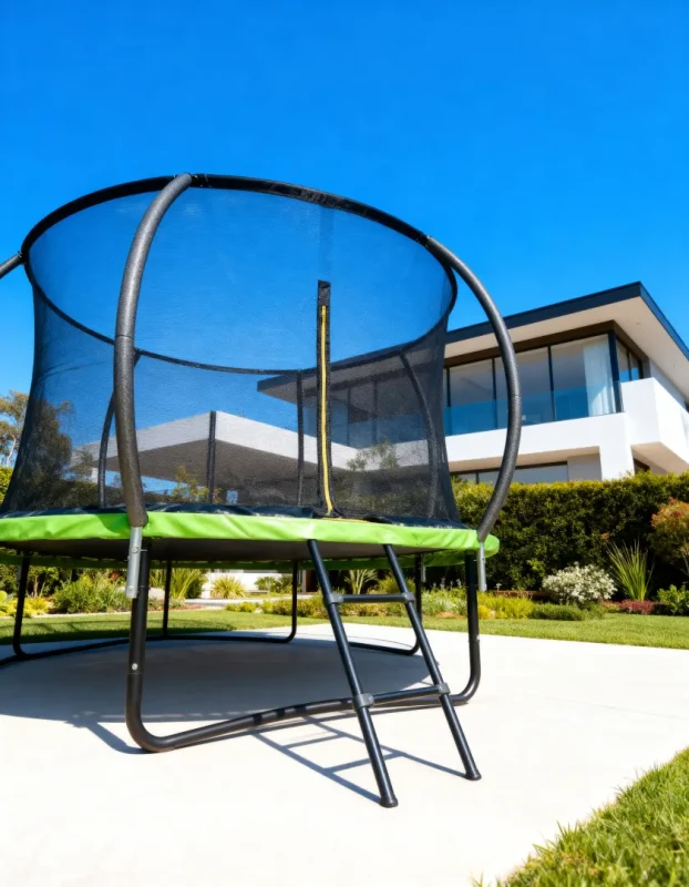 Trampolina ogrodowa 244 cm z siatką wewnętrzną i drabinką czarno-zielona