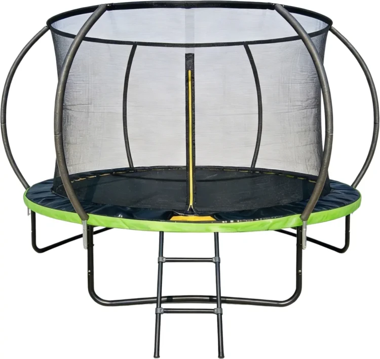 Trampolina ogrodowa 244 cm z siatką wewnętrzną i drabinką czarno-zielona