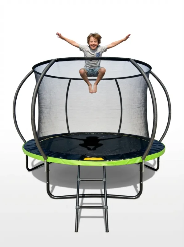 Trampolina ogrodowa 244 cm z siatką wewnętrzną i drabinką czarno-zielona