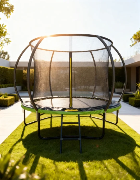 Trampolina ogrodowa 244 cm z siatką wewnętrzną i drabinką czarno-zielona