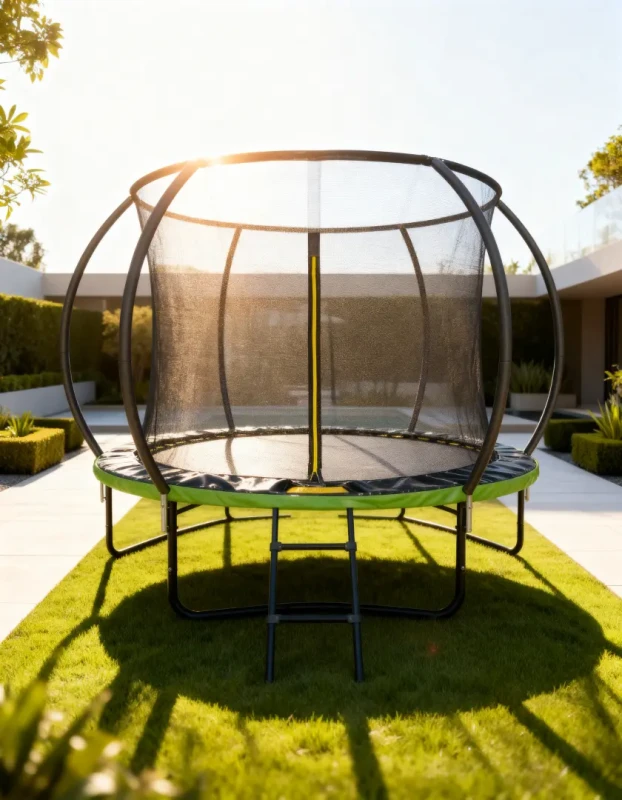 Trampolina ogrodowa 244 cm z siatką wewnętrzną i drabinką czarno-zielona