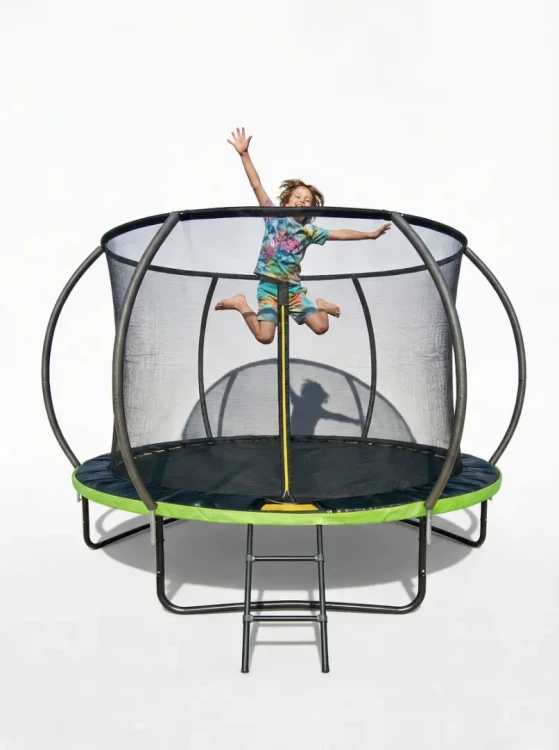 Trampolina ogrodowa 244 cm z siatką wewnętrzną i drabinką czarno-zielona
