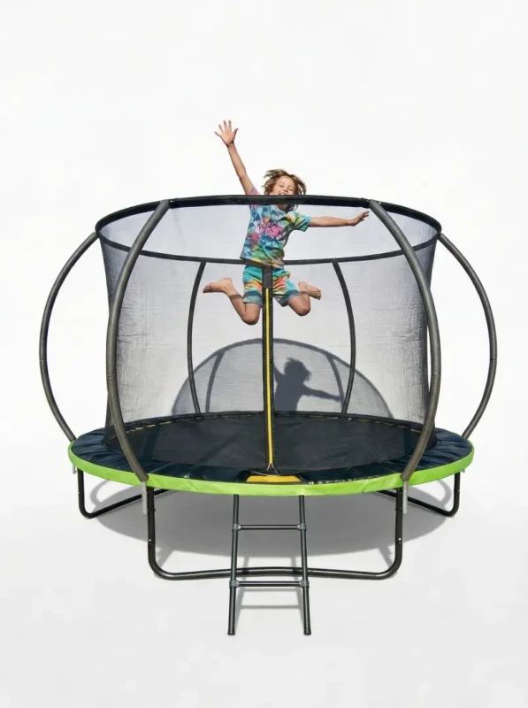 Trampolina ogrodowa 244 cm z siatką wewnętrzną i drabinką czarno-zielona