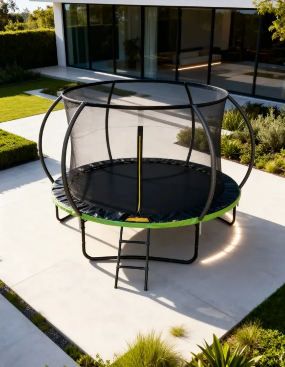 Trampolina ogrodowa 244 cm z siatką wewnętrzną i drabinką czarno-zielona