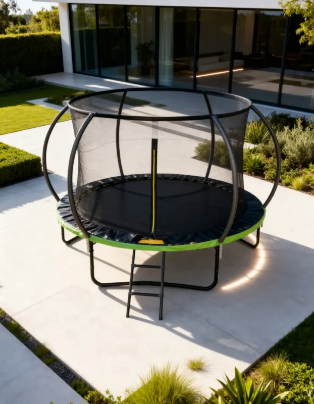 Trampolina ogrodowa 244 cm z siatką wewnętrzną i drabinką czarno-zielona