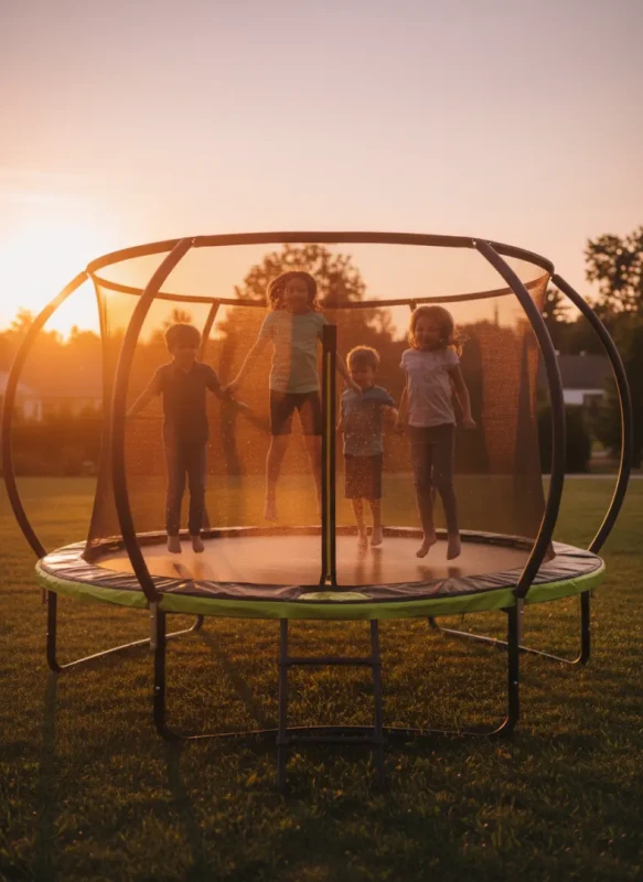 Trampolina ogrodowa 244 cm z siatką wewnętrzną i drabinką czarno-zielona