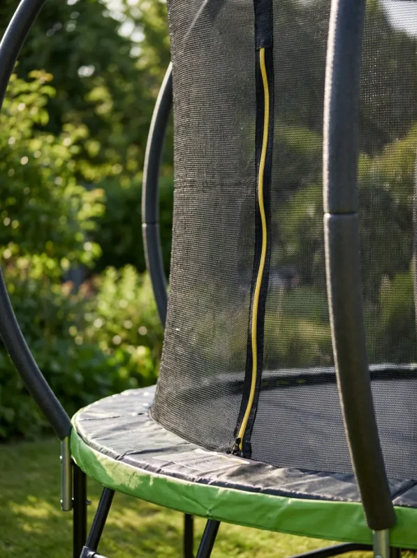 Trampolina ogrodowa 244 cm z siatką wewnętrzną i drabinką czarno-zielona