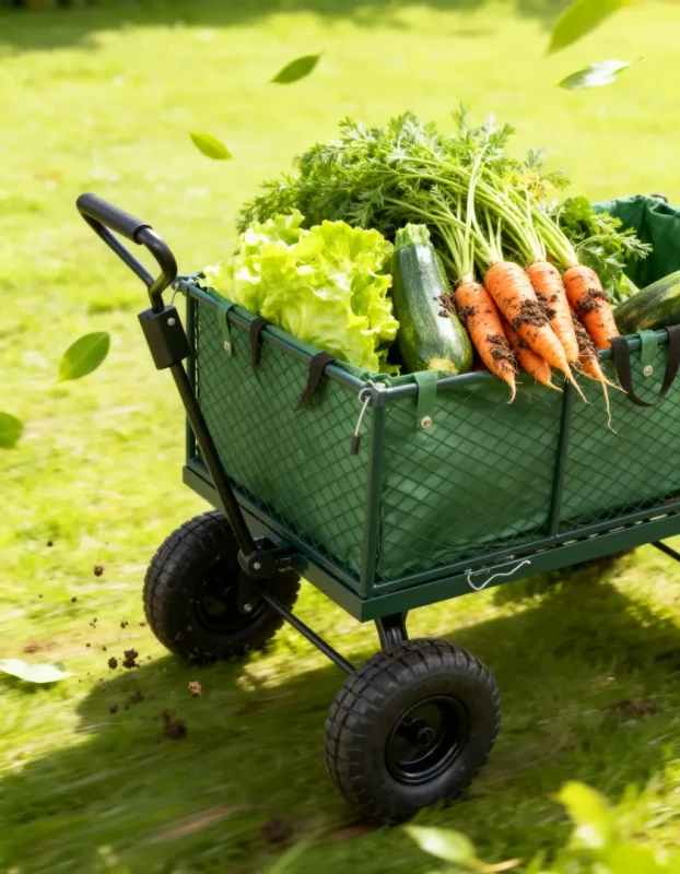 Wózek ogrodowy transportowy 2w1 siatkowy z plandeką 250 kg zielony