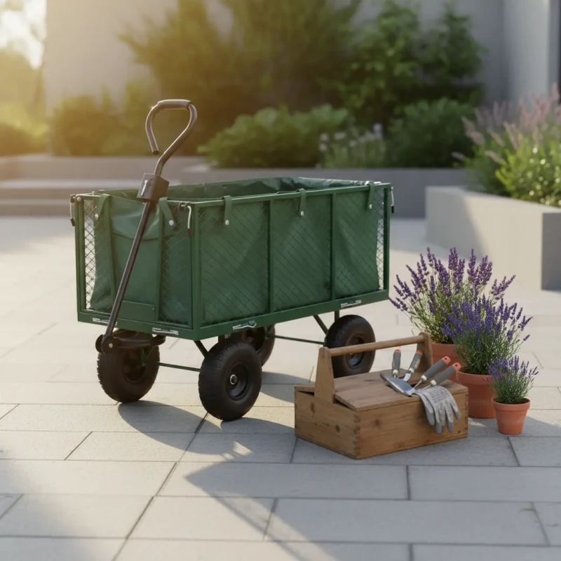 Wózek ogrodowy transportowy 2w1 siatkowy z plandeką 250 kg zielony