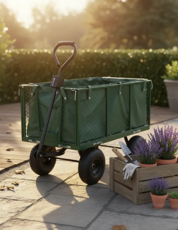 Wózek ogrodowy transportowy 2w1 siatkowy z plandeką 250 kg zielony