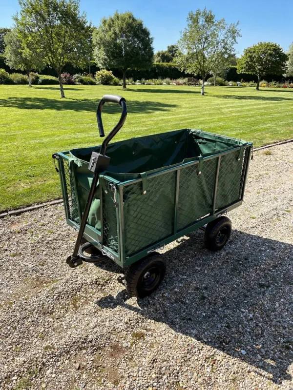 Wózek ogrodowy transportowy 2w1 siatkowy z plandeką 250 kg zielony