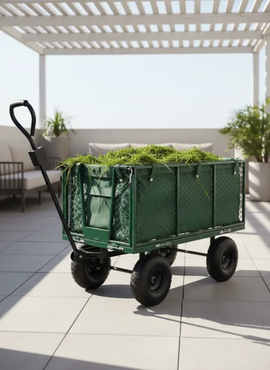 Wózek ogrodowy transportowy 2w1 siatkowy z plandeką 250 kg zielony