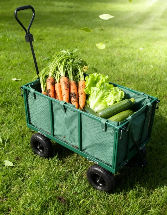 Wózek ogrodowy transportowy 2w1 siatkowy z plandeką 250 kg zielony