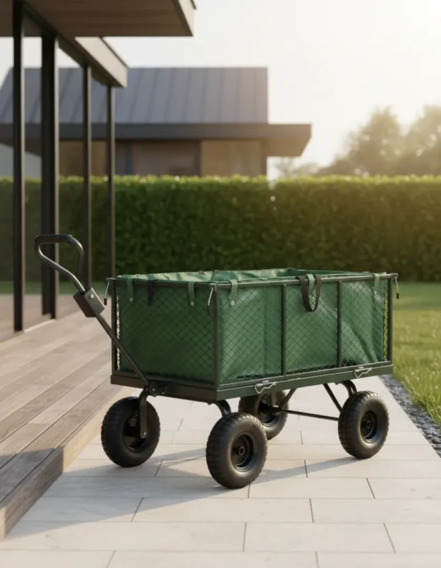 Wózek ogrodowy transportowy 2w1 siatkowy z plandeką 250 kg zielony