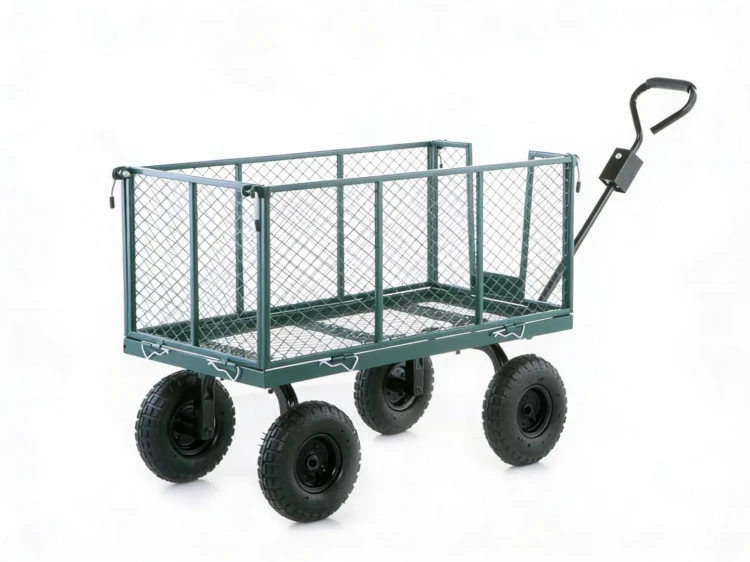 Wózek ogrodowy transportowy 2w1 siatkowy z plandeką 250 kg zielony