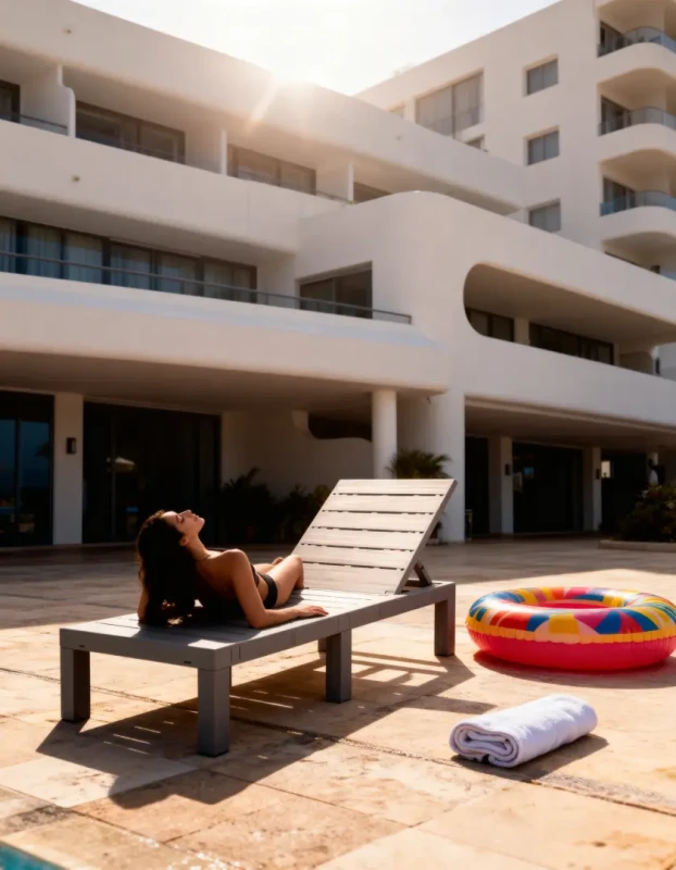 Leżak ogrodowy składany LS02 z tworzywa sztucznego na taras i plażę szary