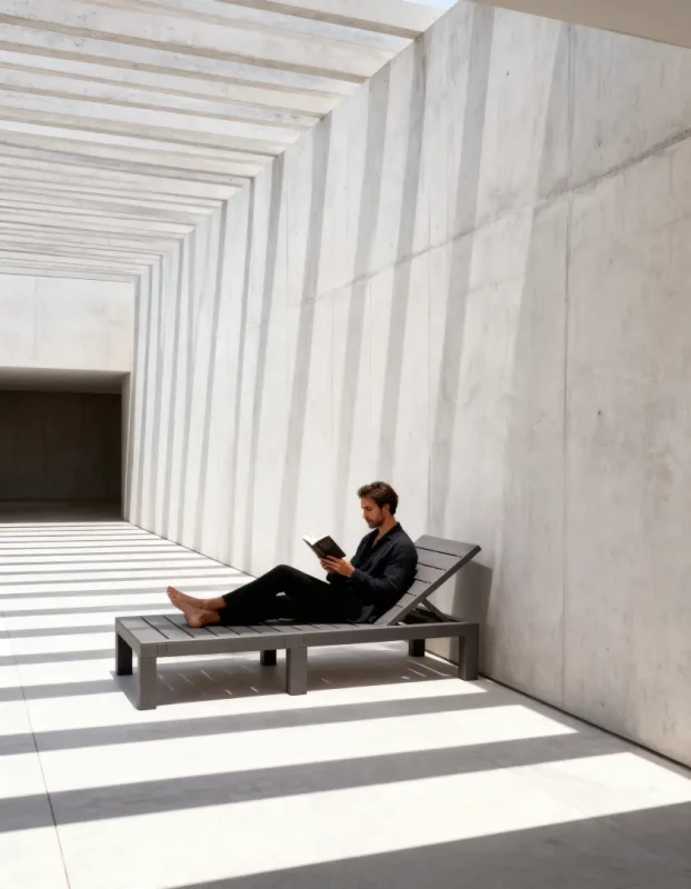 Leżak ogrodowy składany LS02 z tworzywa sztucznego na taras i plażę szary