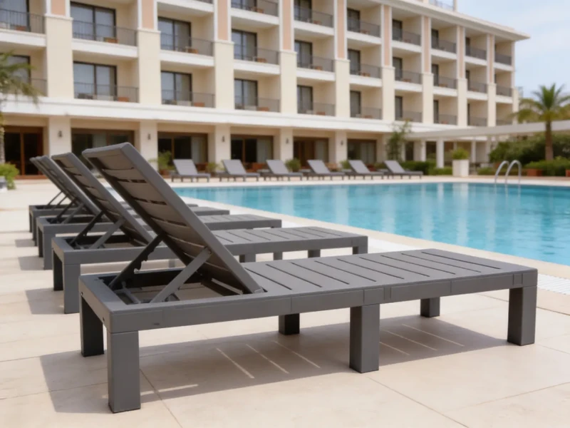 Leżak ogrodowy składany LS02 z tworzywa sztucznego na taras i plażę szary