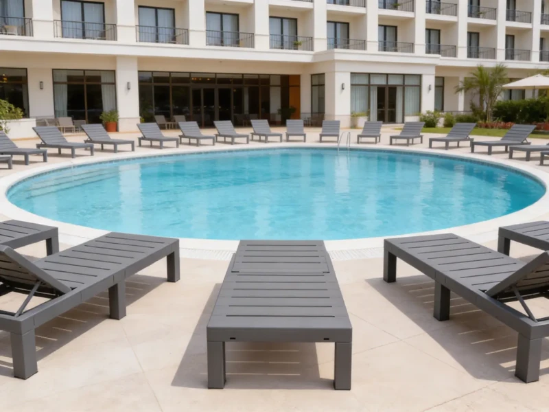 Leżak ogrodowy składany LS02 z tworzywa sztucznego na taras i plażę szary