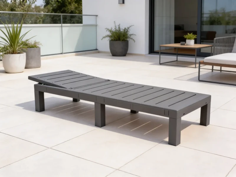 Leżak ogrodowy składany LS02 z tworzywa sztucznego na taras i plażę szary