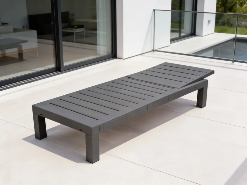 Leżak ogrodowy składany LS02 z tworzywa sztucznego na taras i plażę szary